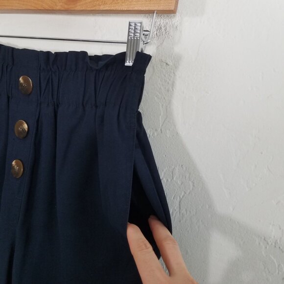 Zara Navy High Rise Cuffed Legs Pants Size S - Picture 3 of 8